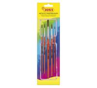 Jovi - Pinceaux artistiques calibrés à Pointe Arrondie, Blister de 5 pièces, Poils naturels Doux et Manche en Bois, Tailles 0, 4, 6, 8 et 12 (8185)