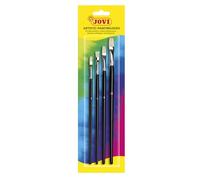 Jovi - Pinceaux d'art calibrés Pointe Plate, Blister de 4 pièces | Tailles 4, 6, 8 et 12, Poils naturels durs et manche en bois