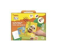 Jovi Play&Fun 2101 Kit de peinture au sable coloré, 8 pots de sable et feuilles de coloriage pour animaux, cadeaux et loisirs créatifs pour filles et garçons à partir de 3 ans