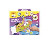 Jovi Play&Fun 2103 Kit de peinture au sable coloré, 8 pots de sable et feuilles de coloriage de monstres, cadeaux et loisirs créatifs pour filles et garçons à partir de 3 ans