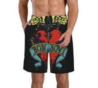 Jovi Rock Band Bon Pantalon de plage décontracté à séchage rapide Short de plage multi-scénario Short de vacances respirant, T-3, S