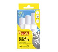 Jovi STREET CHALKS - Coffret de 3 craies jumbo super épaisses pour peinture de sol, anti-poussière, blanches (1031)