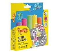 Jovi Street Chalks Étui de 6 craies Jumbo - Compactes - Sans poussière - Matières premières naturelles - Lignes nettes - Faciles à effacer - Résistantes - Couleurs assorties G