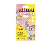 Jovi – Stylos GLITTER 1608G – Boîte de 8, couleurs assorties effet pailleté, pointe très solide
