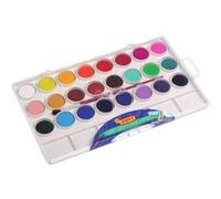 Jovi - Kit d'Aquarelles avec Pinceau, 24 godets de 22mm, Couleurs Brillantes et Intenses, Peinture facile à diluer à l'eau et à séchage rapide, Sans Gluten (800/24)