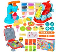 Jovicos Kitchen Creations Kit de pétrissage pour pâte à modeler avec 12 | Machine à glace, machine à pâtes, hamburger, emporte-pièces pour enfants, cadeau pour enfants à partir de 3 ans