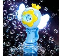 Jovicos Machine à bulles pour enfants, rechargeable, avec lumière LED, pistolet à bulles automatique avec 3 modes, machine à bulles d'air avec batterie pour cadeau de fête (bleu)