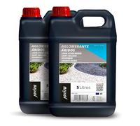 JOVIRA PINTURAS Liant Gravier et Cailloux - 2 x 5 L - Résine extérieure pour le compactage et la fixation des agrégats (graviers, cailloux et pierres) (2x5 Litres, Incolore)