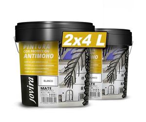 JOVIRA PINTURAS. Peinture Anti-Moisissures, prévient les moisissures, résiste à l'apparition de moisissures sur les murs, aspect mat Blanc (2x4 Litres, Blanc)