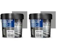 JOVIRA PINTURAS Peinture Sols Garages, Terrains de sport, sols en béton, asphalte et ciment. Protège et décore les surfaces, aspect mat. (15 Litres, Gris) (Lot de 2)