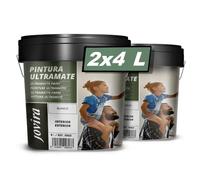 JOVIRA PINTURAS Peinture Ultramate Extérieur/Intérieur Lavable, super couvrant, blanc. (2x4 Litres, Blanc)
