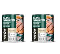 JOVIRA PINTURAS Vernis Extérieur Transparent. Décore et embellit tous les types de bois à l'extérieur, tables, chaises, meubles, bateaux, terrasses (Brillant, 750 Millilitres) (Lot de 2)