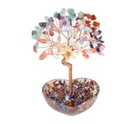 Jovivi 12-13 cm Bibelot Arbre de Vie Pierre Naturelle d'Énergie Base Résine avec Caillasse de Cristal et Fils de Cuivre FengShui Porte Bonheur, Cristal Guérison Méditation Table Décoration (Chakra)