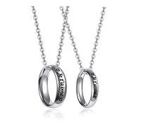 Jovivi 2PCS Collier Couple Bague Pendentif Acier Inoxydable Anneau Amour avec Gravé Je t'aime Cadeau Valentine Homme Femme avec Chaîne 24"(61cm)