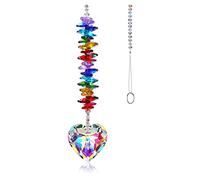Jovivi Attrape-soleil en cristal arc-en-ciel à suspendre pour fenêtre Feng Shui, perles chakra prisme, cœur, arc-en-ciel, décoration de jardin, décoration d'intérieur, 40 cm