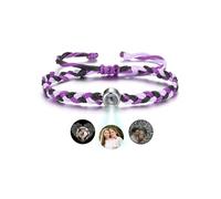 Jovivi Bracelet Photo Personnalisé avec Image à l'Intérieur - Bracelet Tressé Fait à la Main avec Image Personnalisée pour la Saint-Valentin, un anniversaire, n'importe quel jour spécial (Violet)