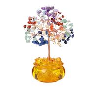 Jovivi Cadeau Fête des Mères Maman 13-14cm DIY Arbre de Vie Pierre Naturelle sur Bol de Trésor en Verre Fengshui Tree Porte Bonheur Bibelot Décoration de Bureau Maison et Domicile (Chakra)