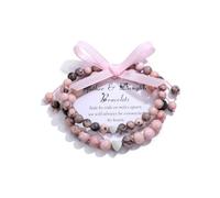 Jovivi Cadeau Fête des Mères Maman - Bracelet Maman et Fille Lot de 2PCS Bracelet Chakra Pierre Naturelle Perle d'Energic Elastique pour Femme Fille Amitié Cadeau Maman Fille Anniversaire (Rhodonite)