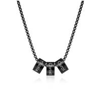 Jovivi Collier 1-5 Noms Prénoms ID Personnalisé Gravure Collier Acier Inoxydable Perles ID Argent Collier Bijoux Couple Famille Cadeau Fête des Pères Mères Anniversaire Noël Valentine (3 Noms-Noir)