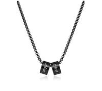 Jovivi Collier 1-5 Noms Prénoms ID Personnalisé Gravure Collier Acier Inoxydable Perles ID Argent Collier Bijoux Couple Famille Cadeau Fête des Pères Mères Anniversaire Noël Valentine (2 Noms-Noir)