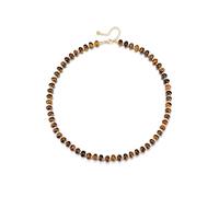 Jovivi Collier 8mm Perle Plate en 7 Chakra Ras du Cou Pierre Naturelle Précieuses Bijoux Cadeau pour Homme Femme Valentine Fête de Père Mère (Oeil de Tigre)