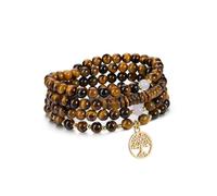 Jovivi Collier Mala 108 Perles avec Pendentif Arbre de Vie, Mala Bracelet de méditation bouddhiste, bracelet ou collier de perles de yoga pour homme ou femmeAccessoires de méditation