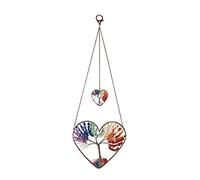 JOVIVI Double Heart Tree of Life Hanging Ornament 7 Chakra Reiki Healing Crystals Stones Gemstone Meditation Window Wall Hanger for Feng Shui Yoga Home Indoor Decor