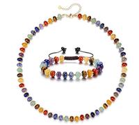 JOVIVI Ensemble Bracelet et Collier pour Femme - Fait à la main- Chakra Pierre Naturelle Précieuses- Bijoux Porte Bonheur Protection Bijoux Bracelet Collier Reiki Yoga Equilibre Cadeau Femme Homme