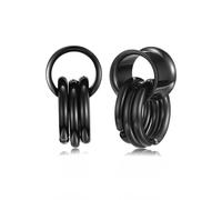 JOVIVI Lot de tunnels d'oreille avec bague en acier inoxydable, écarteurs d'oreille à double évasement, plugs, boucles d'oreilles pour lobe, piercing, 8 mm, 10 mm, 12 mm, 14 mm, Argent, Or, Noir