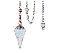 Jovivi Pendule Divinatoire Radiesthésie Esoterisme Aigue Marine Pierres Naturelle Chakras Cône Facette Résine Caillou Quartz Cristal Cuivre Rétro Reiki Pierre Precieuse
