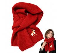 JOVYTH 1 Écharpe Rouge avec Motif de Chien - Écharpe d’Hiver Douce, Imprimée avec un Motif de Chien Joyeux - pour Noël, Saint-Nicolas ou comme Petit Cadeau pour Amoureux des Chiens