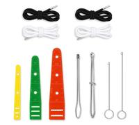 JOVYTH 12 Outils Enfileur de Cordon +4 Lacets - Corde de Tirage Métal Plastique,Boucleur,Kit Couture DIY pour Sweats à Capuche, Cordon de Serrage