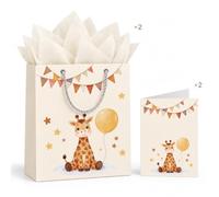 JOVYTH 2 Sacs Cadeau Naissance Bébé Girafe avec Cartes et Papier de Soie