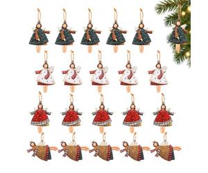 JOVYTH 20 Anges de Noël en Bois - Anges en Bois de Couleurs Variées, 6x4 cm, avec Corde d’Accrochage - pour Sapin, comme Ange Gardien pour les Cadeaux ou Porte-Bonheur