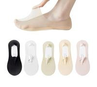 JOVYTH 5 Pares Calcetines Invisibles Mujer - Calcetines Bailarinas con Silicona Antideslizante, Algodón Transpirable, Calcetines No-Show para Mocasines, Calcetines Ultra Bajos