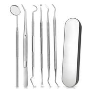 JOVYTH 6 pièces Détartreur Dentaire, Kit d'Instruments Dentaires en Acier Inoxydable, Miroir Dentaire, Pince et Sonde Dentaires, Appareil Détartrage Dentaire, Dents