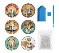 JOVYTH 6 Pieces DIY Craft Coasters, Coffee Diamond Painting Coaster, Art Painting Sets for Women, Beginners, Diamond Craft Accessories，Mosaik Untersetzer Bastelset