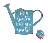 JOVYTH Arrosoir en Fer Forgé Jardinier aux Couleurs Pastel-Décoration murale de jardin en bois,vintage,résiste aux intempéries,parfait pour terrasse et balcon,donne une touche unique à votre jardin