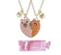 JOVYTH Ensemble Collier d'Amitié BFF M agnetique Doré et Carte de Vœux Papillon Cristal Rose - Cadeau Personnalisé pour Meilleure Amie Anniversaire Graduation et Fête des Mères