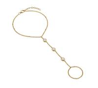 JOVYTH Golden Hand Chains for Women Trendy, Ethnic-style Bracelet，Delicate Plated Ring Bracelets, Hypoallergenic Finger and Nail Bracelets, Simple Golden Hand Jewels