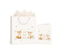 JOVYTH Sac Cadeau Naissance Bébé avec Papier de Soie et Carte Animaux