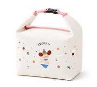 JOVYTH Sac Isotherme Repas Enfant, 1 Petit Sac Isotherme Bébé pour Crèche et École, Motif Chien Rose et Blanc, à Lunch Souple et Étanche pour Garder au Frais le Goûter et Pique-Nique
