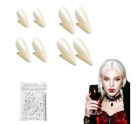 JOVYTH Set Dents de Vampire 4 Tailles, avec Gel Dentaire, Canines Réalistes pour Cosplay, Fête et Halloween, Adulte et Jeune