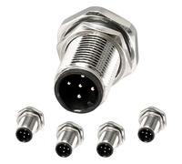 JoWanSome Lot de 5 douilles mâles à souder M12 5 broches pour panneau avant, ouverture de 12 mm