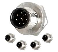 JoWanSome Lot de 5 douilles mâles à souder M12 8 broches pour panneau avant, ouverture de 12 mm