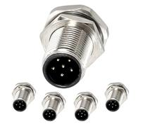JoWanSome Lot de 5 douilles mâles à souder M12 à 6 broches pour panneau avant, ouverture de 12 mm