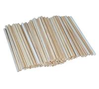 JOWE Lot de 100 bâtonnets en bois de hêtre naturel, 15 cm, diamètre 6 mm, bois de bricolage, fabriqués en Autriche