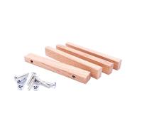 JOWE Lot de 4 poignées de meuble en bois avec vis - 4 poignées en chêne ou hêtre (chêne laqué, trapèze avec arche, 96 mm)