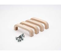 JOWE Lot de 4 poignées de meuble en bois massif avec vis de fixation - Poignée de porte en bois massif (chêne laqué)