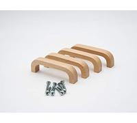 JOWE Lot de 4 poignées de meuble en hêtre avec vis de fixation | Poignée de shublade/surface laquée, longueur 10,8 cm, distance de perçage 9,6 cm